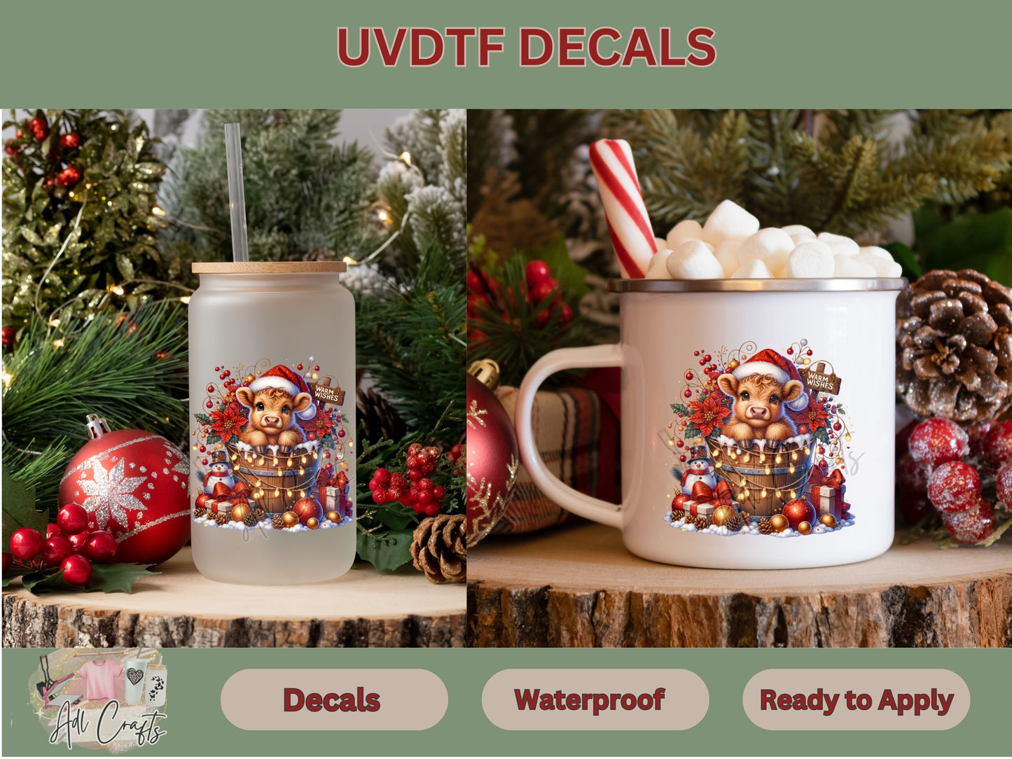 Brown Highland Lights Uv Dtf Decal Christmas