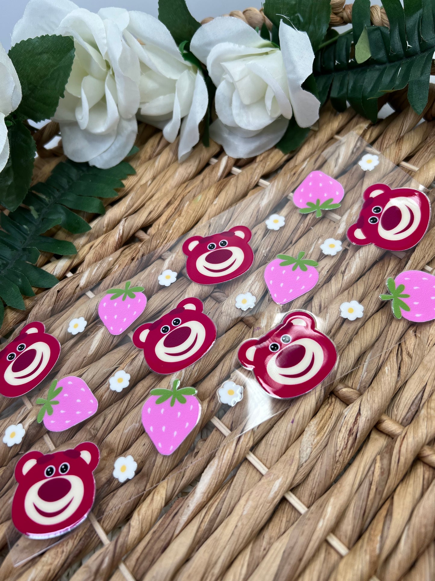 TS5 strawberries &cute bears UVDTF WRAPS Ready to apply