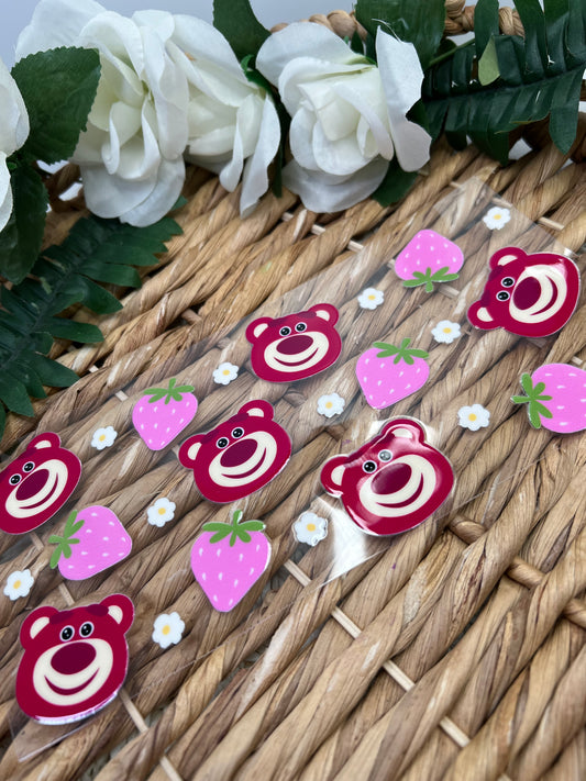 TS5 strawberries &cute bears UVDTF WRAPS Ready to apply