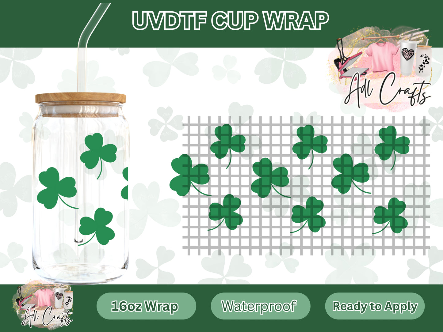 Leaf clover St. Patrick’s UVDTF WRAPS