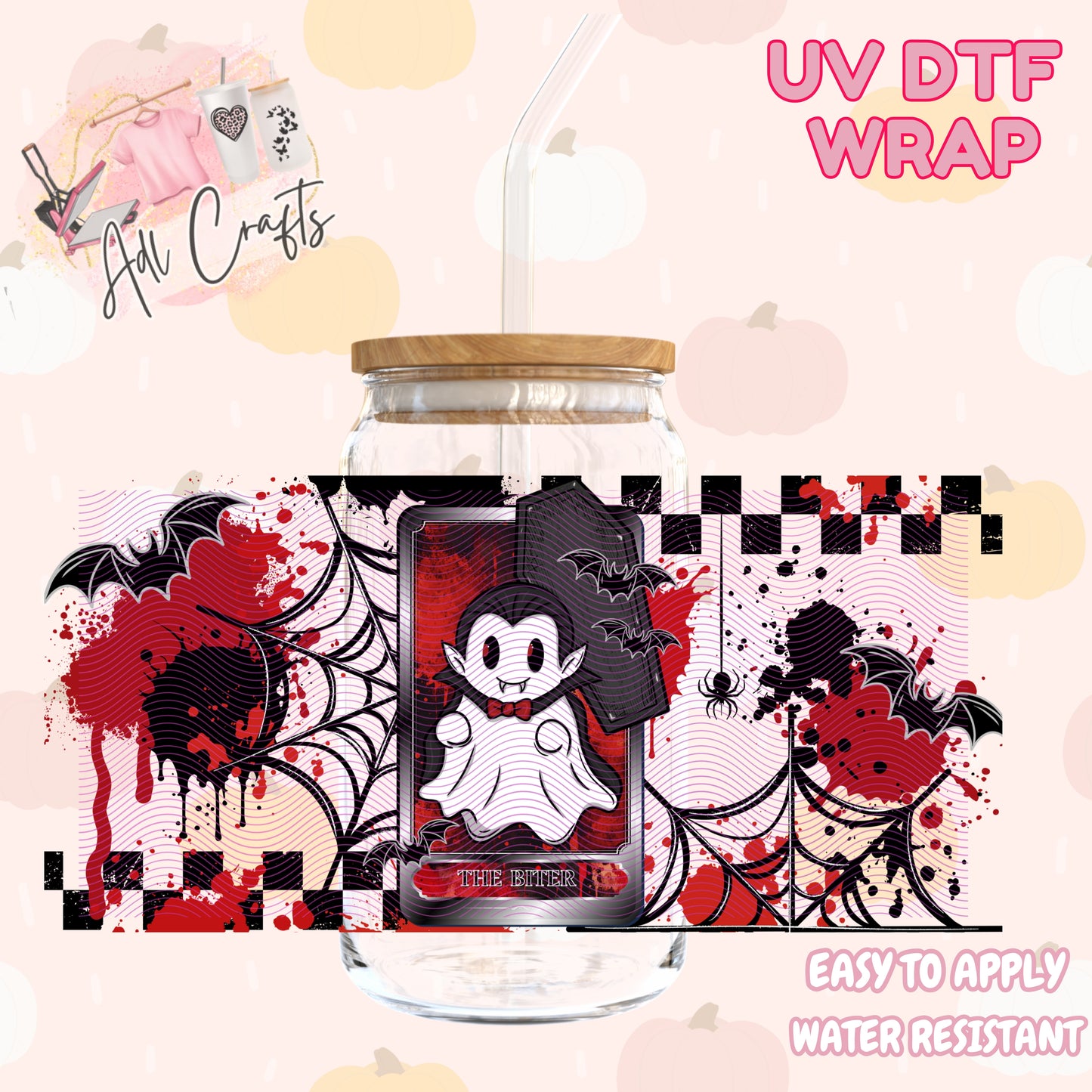 Cute blood sucker ghost Halloween Cup wrap