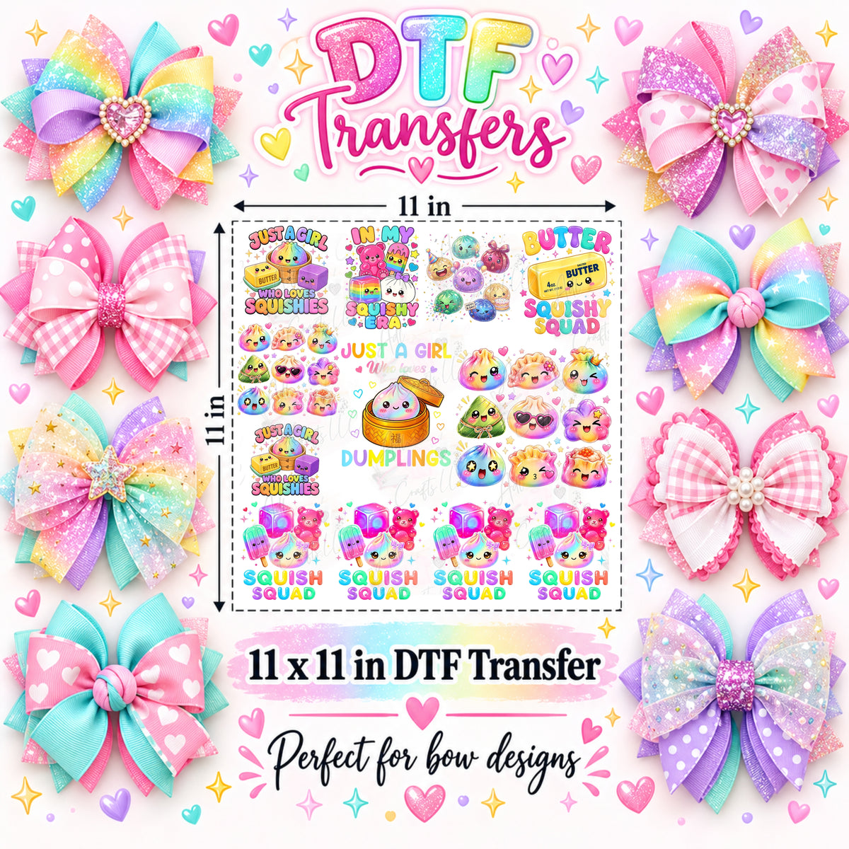 Dumplings Mixed DTF Bow Transfer