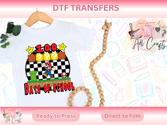 Mario 100 Days of school DTF Transfer