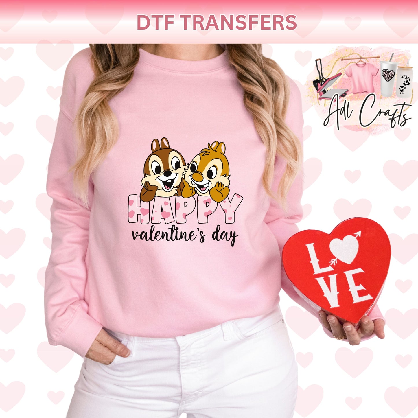 Cute Squirrels   Valentines DTF Transfer