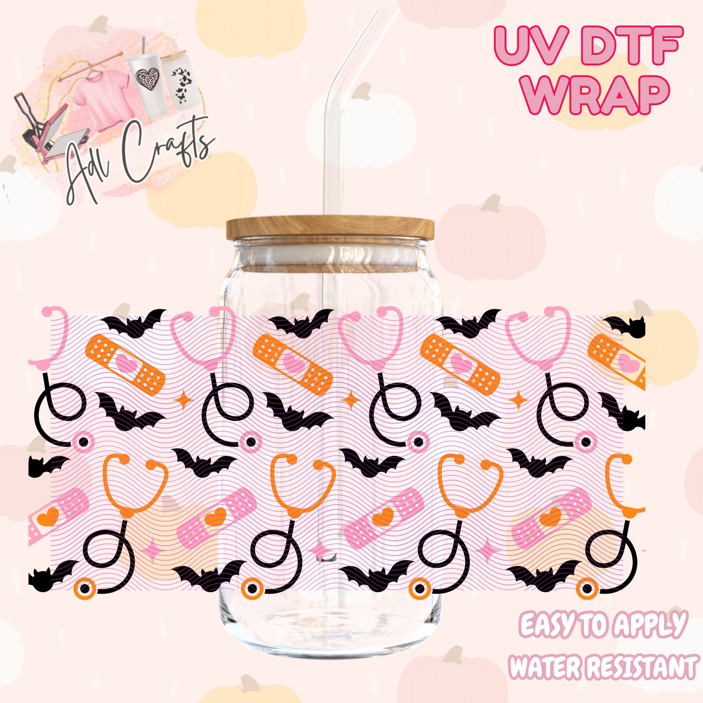 Cute bats and nurse  Halloween Cup wrap