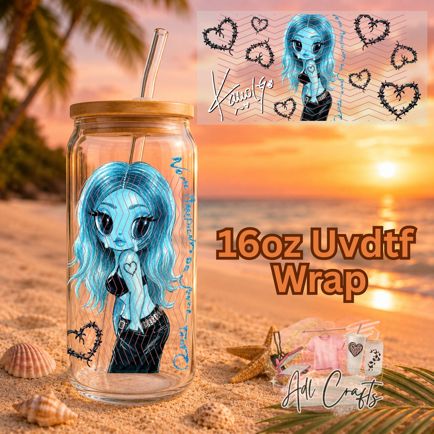 Karol Blue Heart UVDTF WRAPS