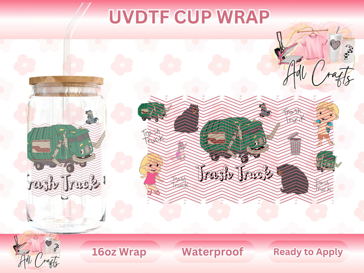 Trash Truck Kids UVDTF WRAPS