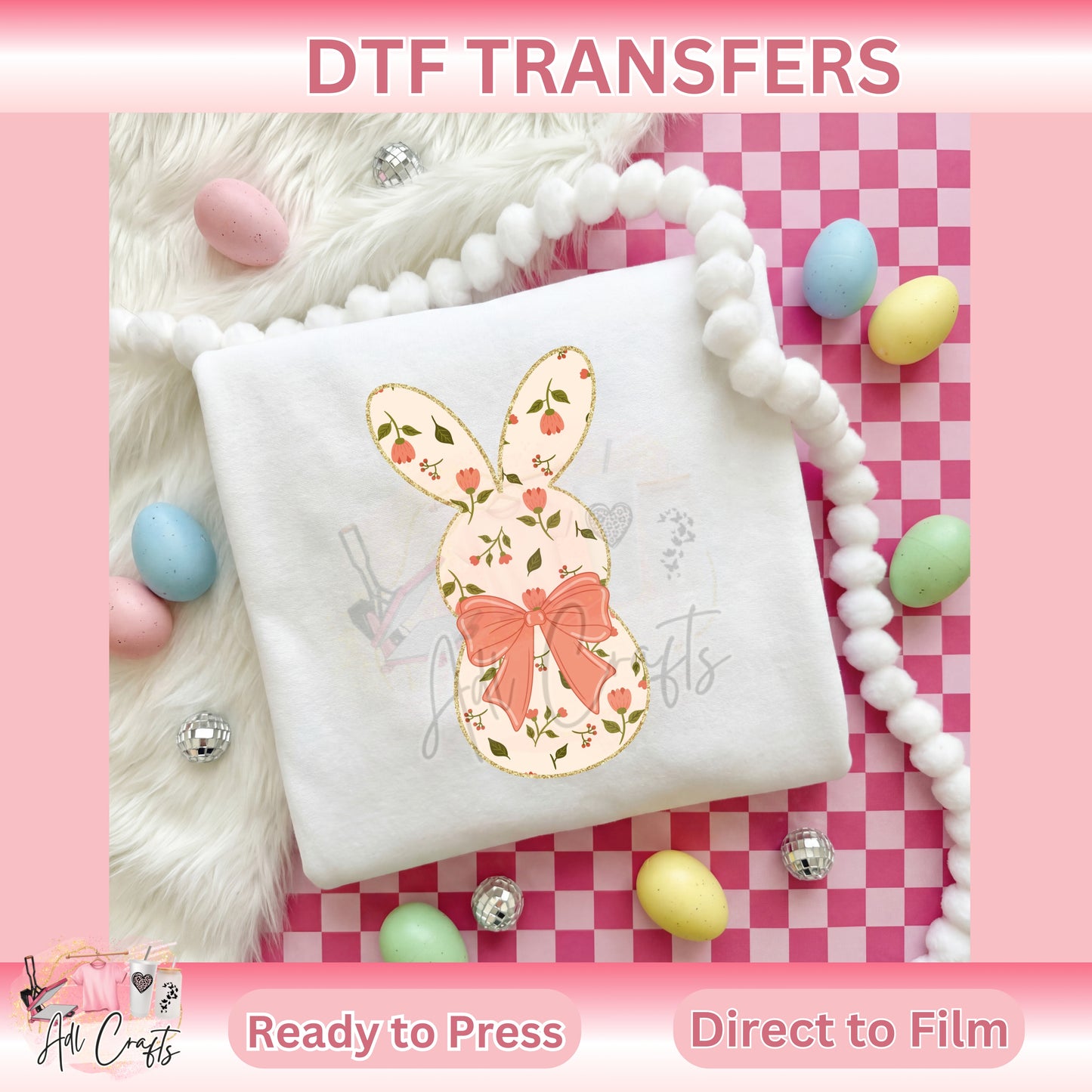 Coquette orange BunnyEaster DTF Transfer