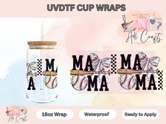 Uvdtf Baseball Mama coquette Cup wraps