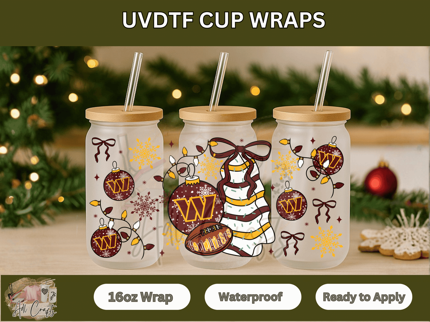 UVDTF WRAPS Christmas NFL Commanders