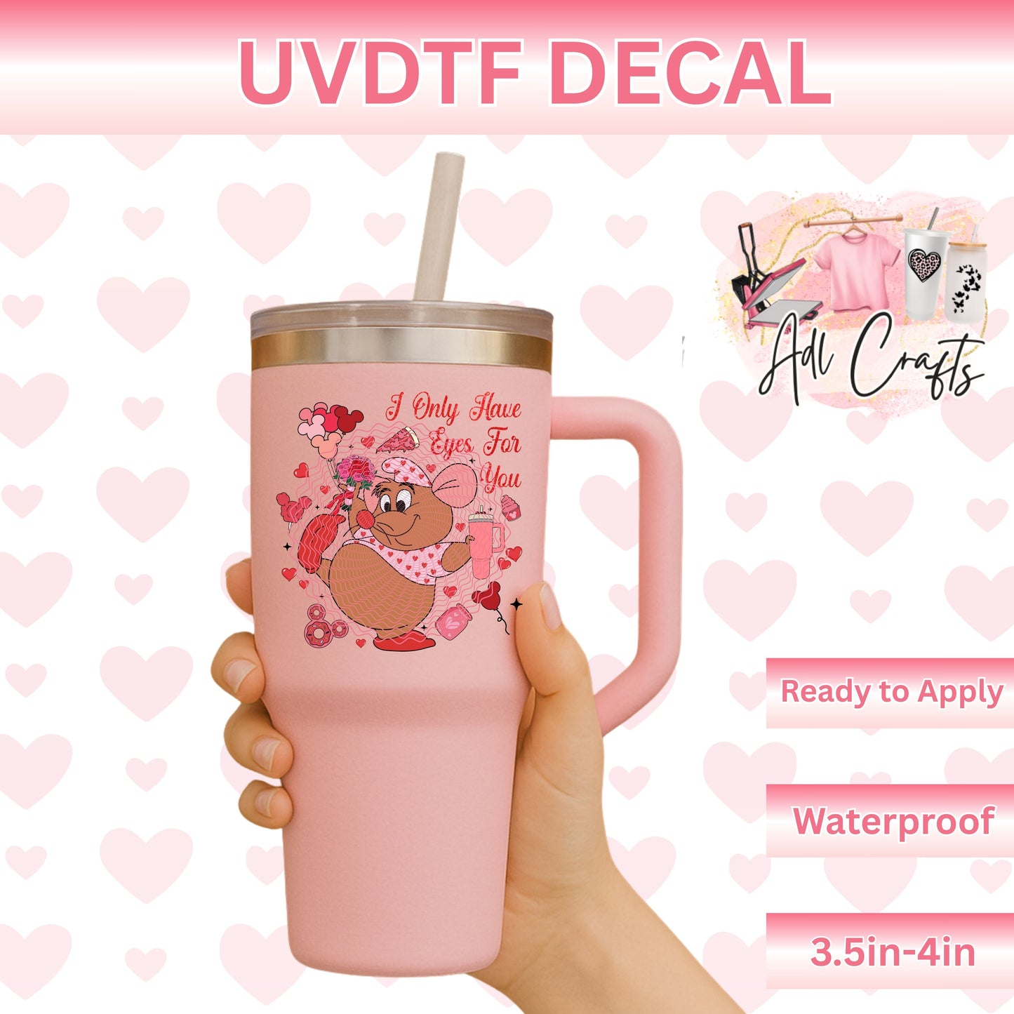 Lovely mouse valentines Uv Dtf Decal