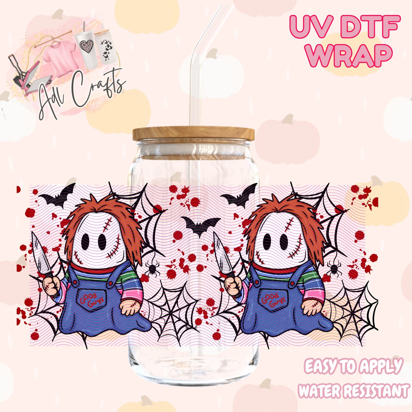 Two little evil cute dolls ghost Halloween Cup wrap