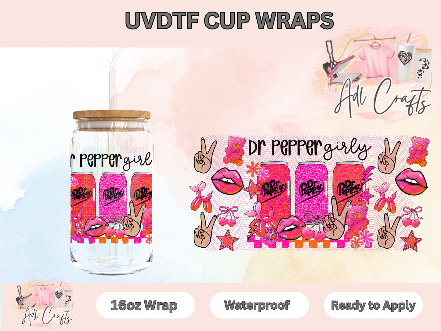DrCherry Soda girly UVDTF Cup Wraps