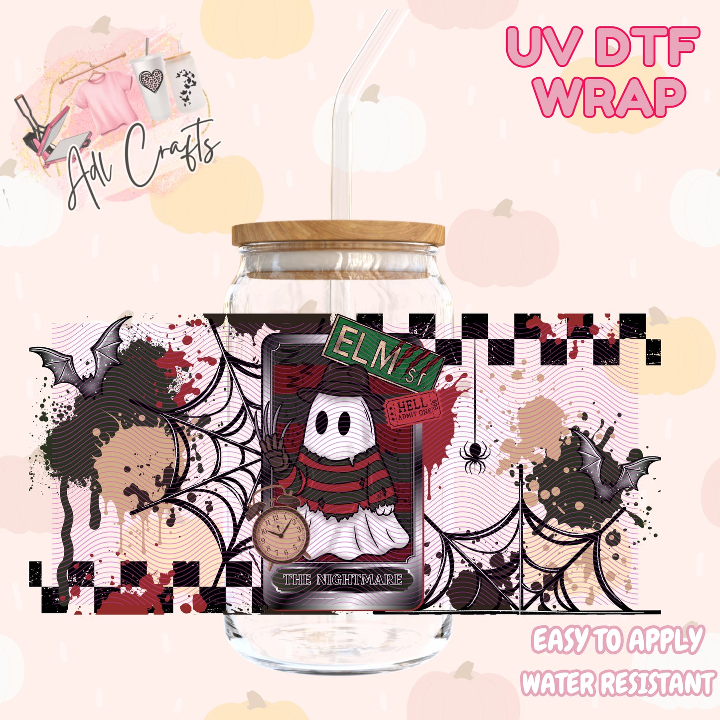 Cute long finger killer ghost Halloween Cup wrap