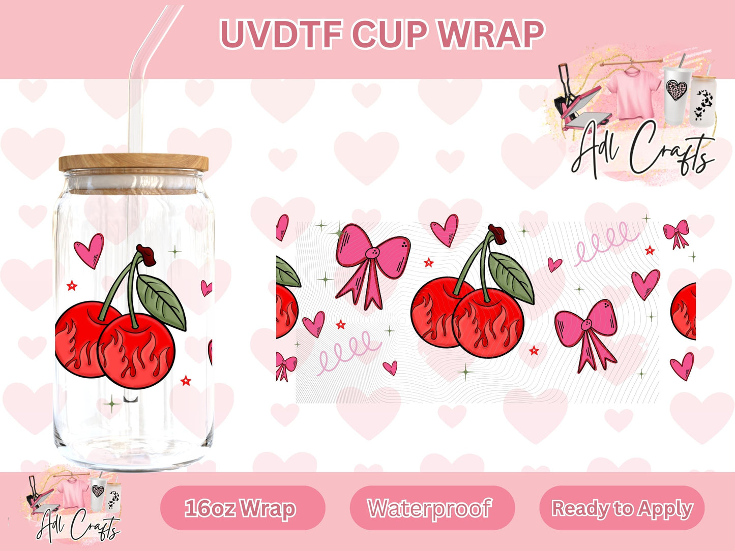 Cherry Valentines Day UVDTF WRAPS