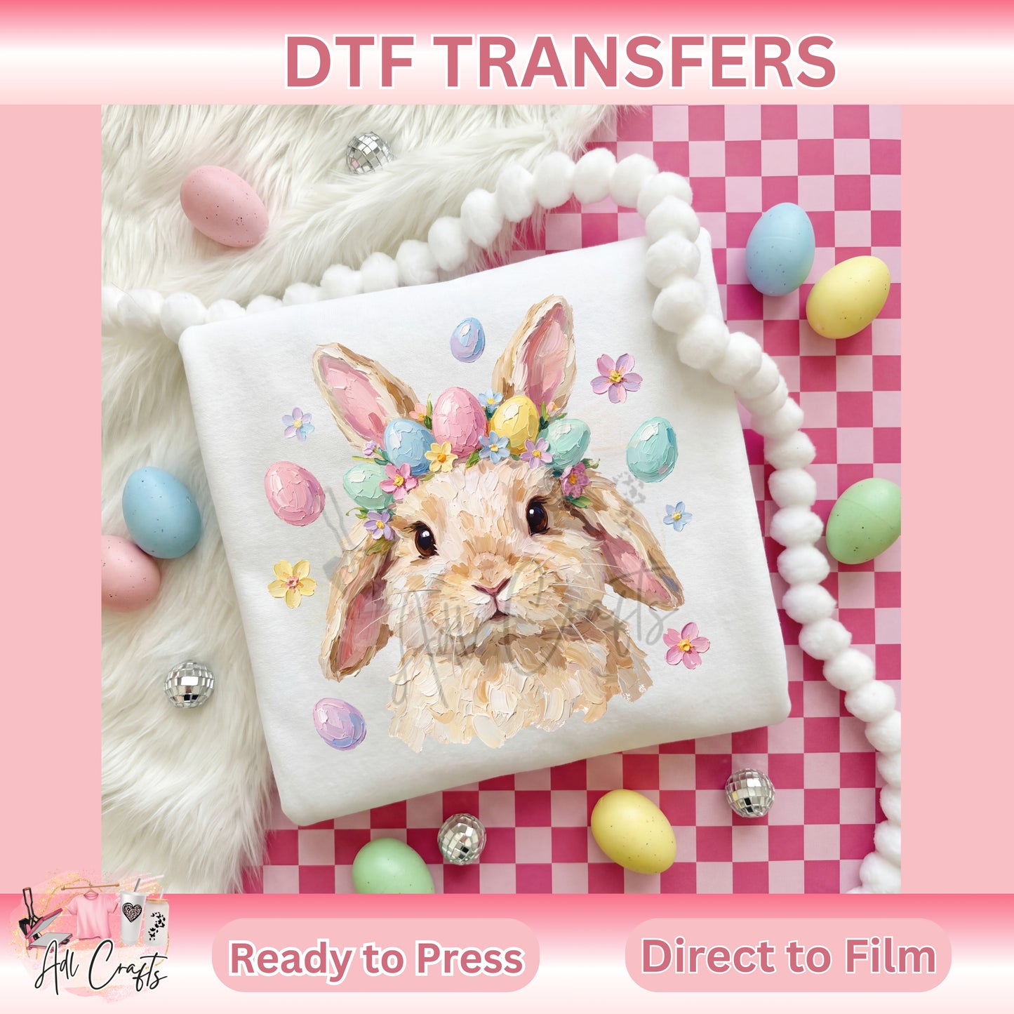Cute Bunny Paint Easter DTF Transfer