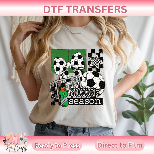 Soccer season bow SPORTS DTF TRANSFERS