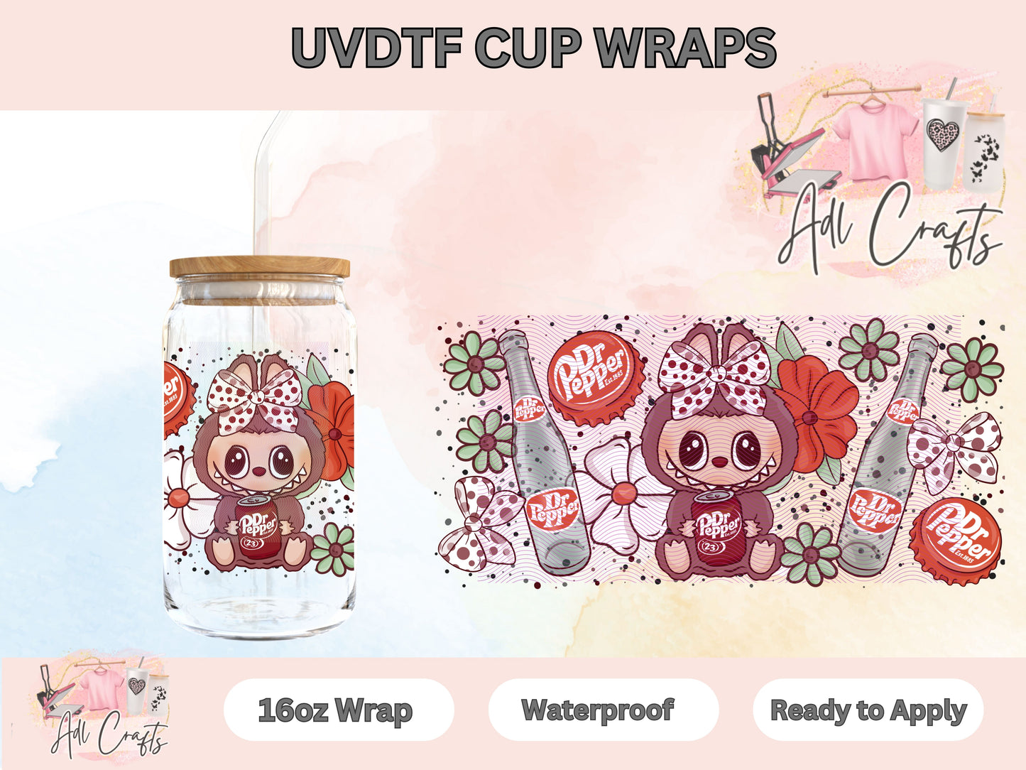 Pepe bubu flowers drink UVDTF WRAPS