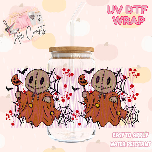 Cute little scarecrow ghost Halloween Cup wrap