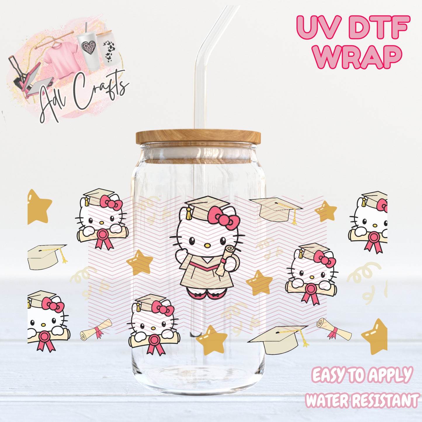 Class Grad Cream Bows Graduation UVDTF WRAPS