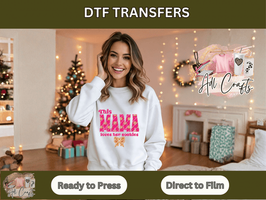 This MAMA loves her cookies Christmas DTF Transfer