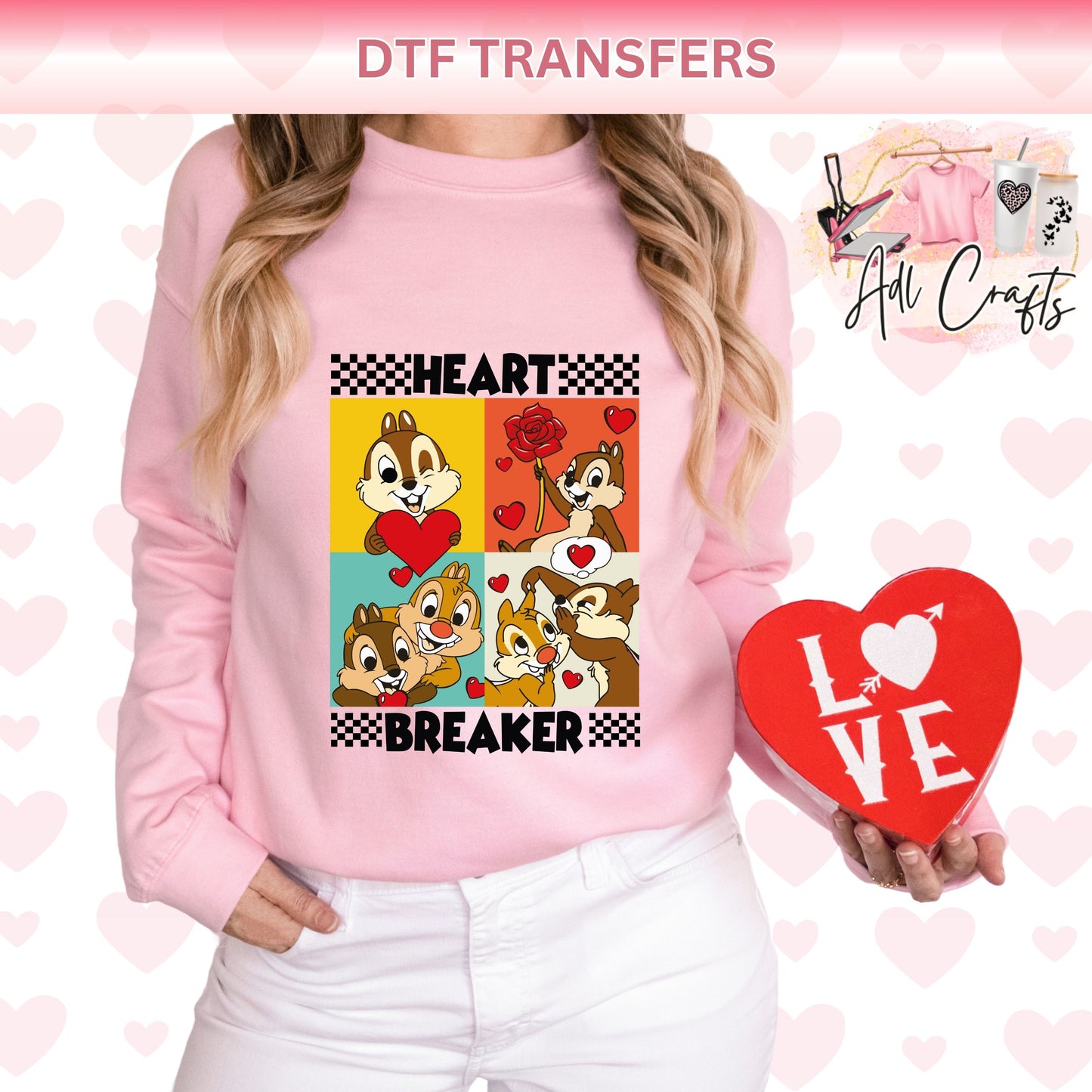 Heart breaker squirrels valentines DTF Transfer