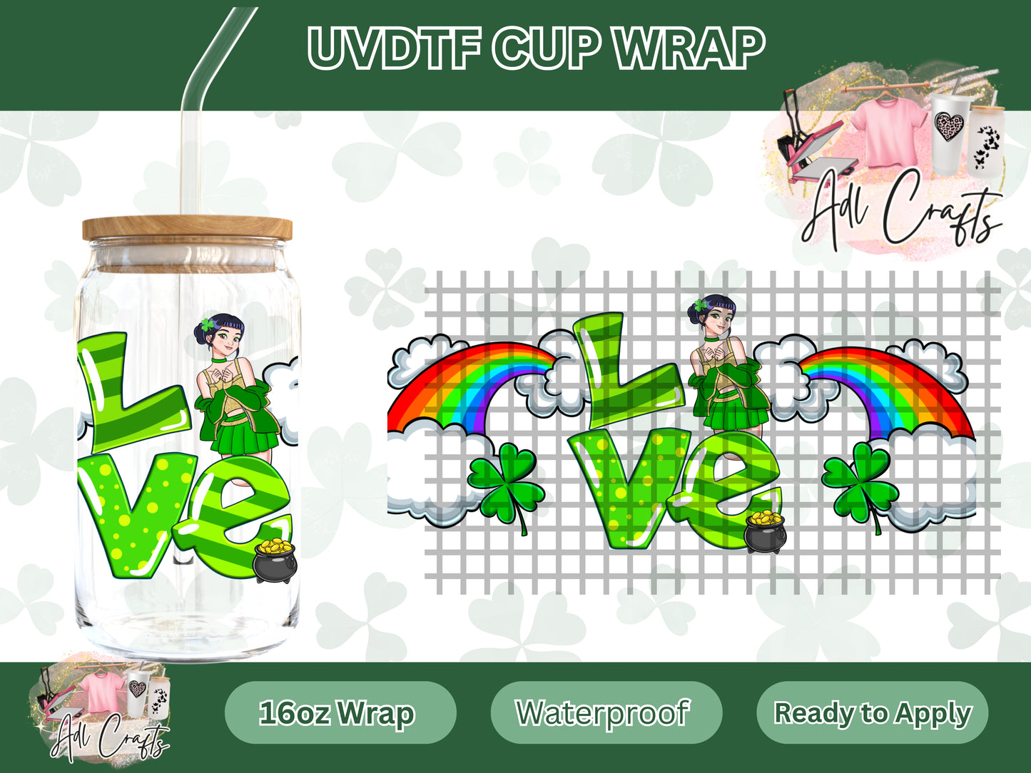 Zoey Love demon hunter girls  St. Patrick’s UVDTF WRAPS