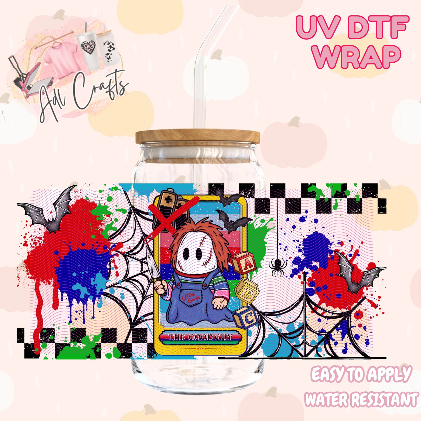 Cute scary evil doll ghost Halloween Cup wrap