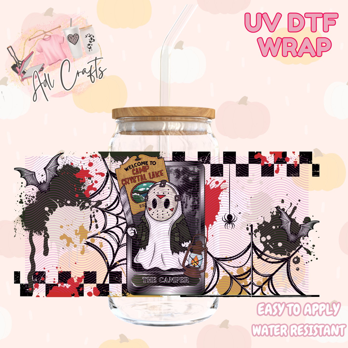 Cute scary masked ghost Halloween Cup wrap