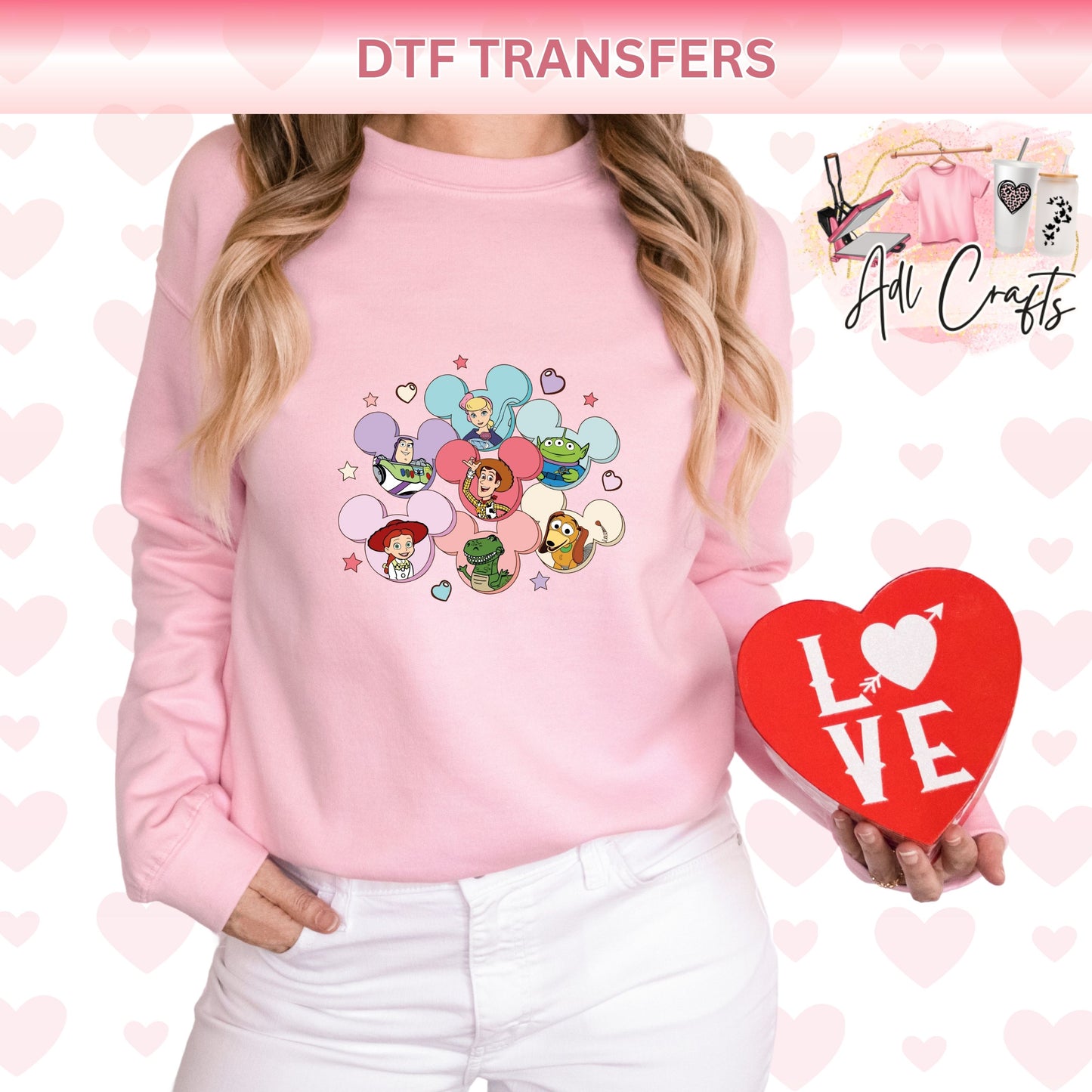 Toy balloons valentines DTF Transfer