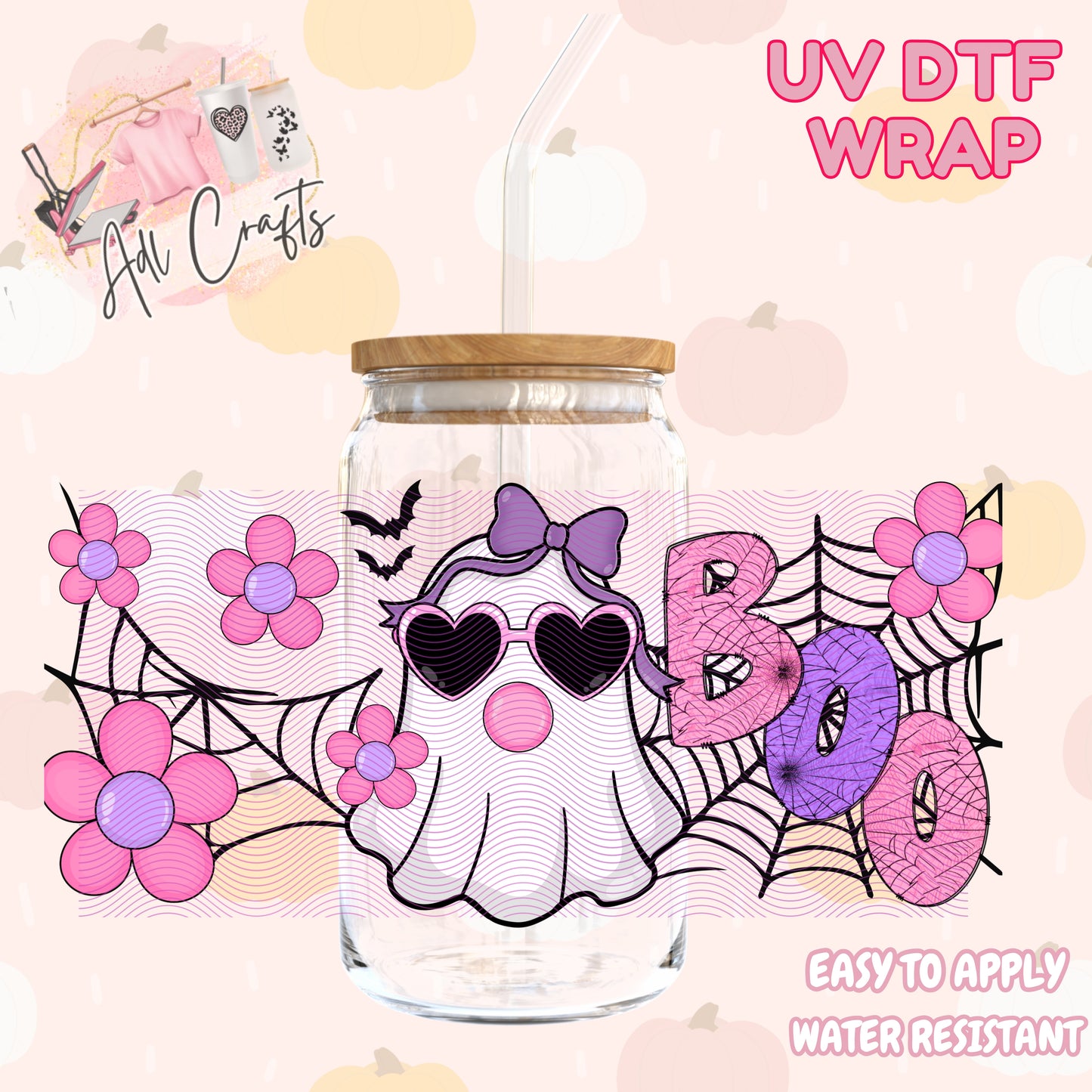 Girly ghost Halloween Cup wrap