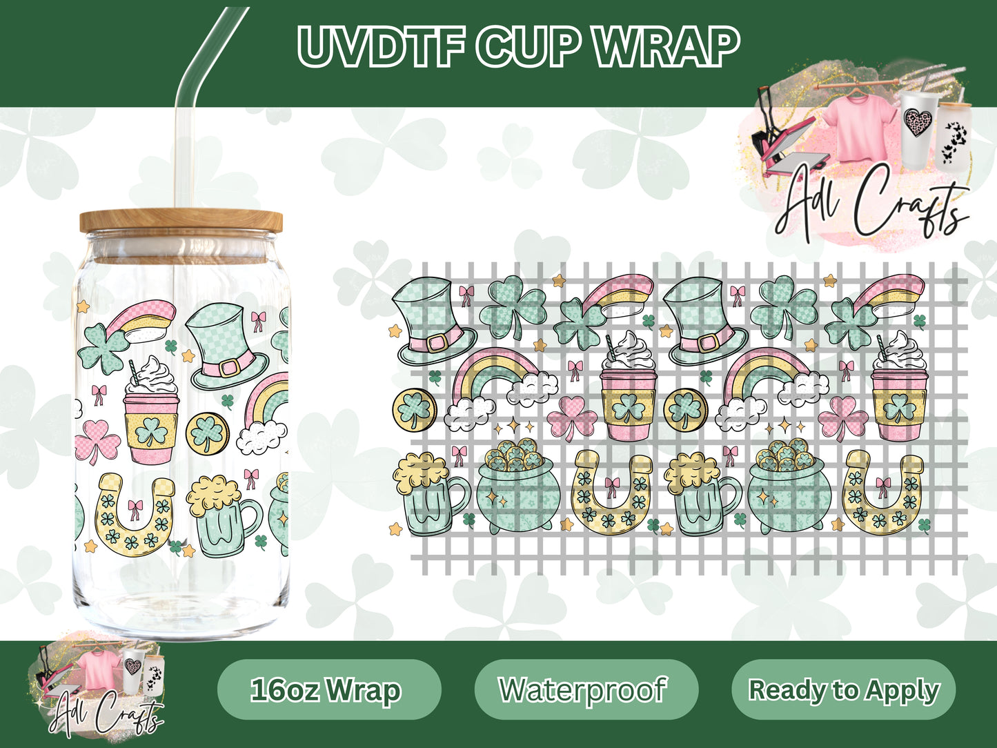 Lucky charms pastel St. Patrick’s UVDTF WRAPS