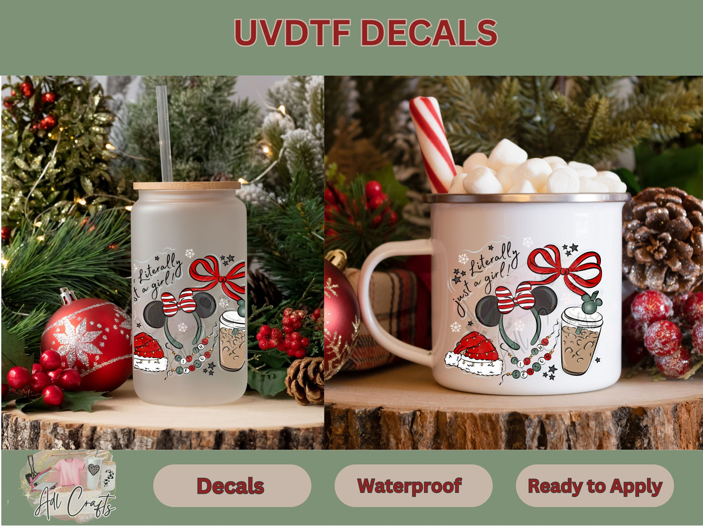 Literally just a girl Uv Dtf Decal Christmas