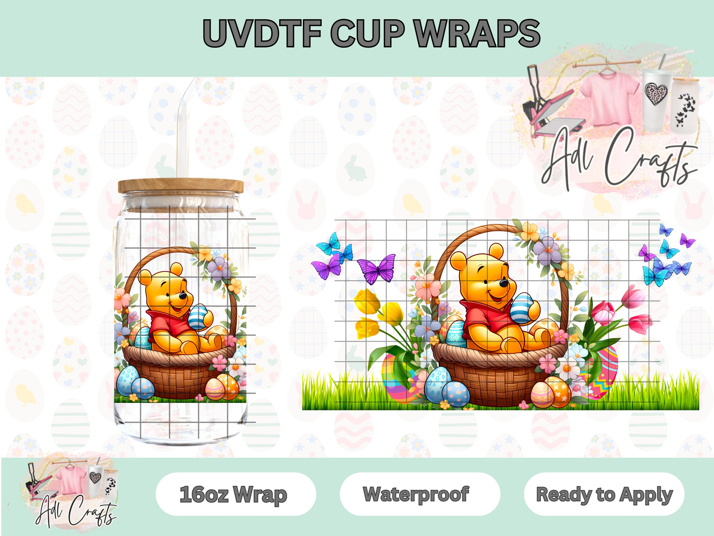 Honey Bear Basket Easter UVDTF Cup Wrap