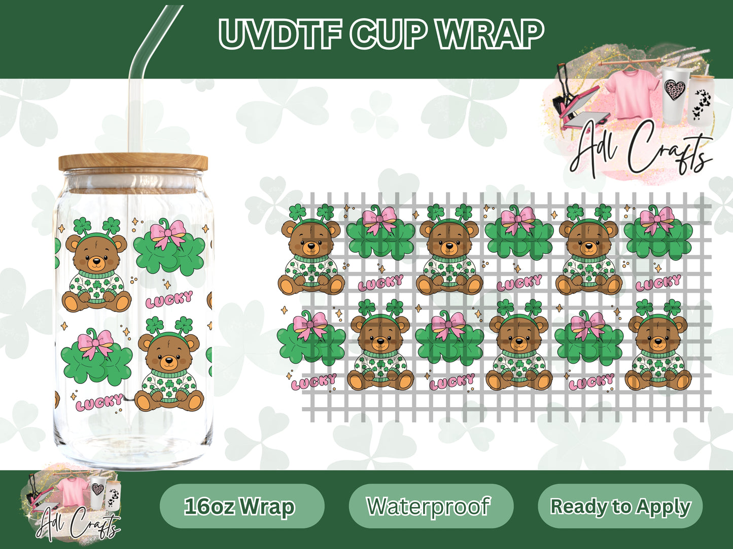 Lucky Bear rainbow  St. Patrick’s UVDTF WRAPS