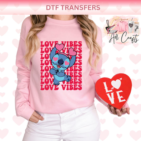 Love vibes blue alien DTF Transfer