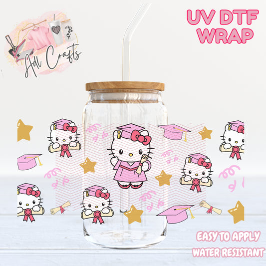Class Grad Kitty Pink Graduation UVDTF WRAPS