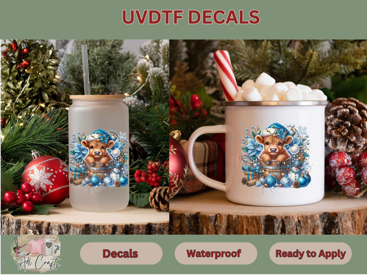 Light Blue Highland Uv Dtf Decal Christmas