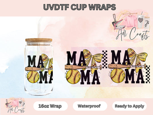 Uvdtf Softball Mama coquette Cup wraps