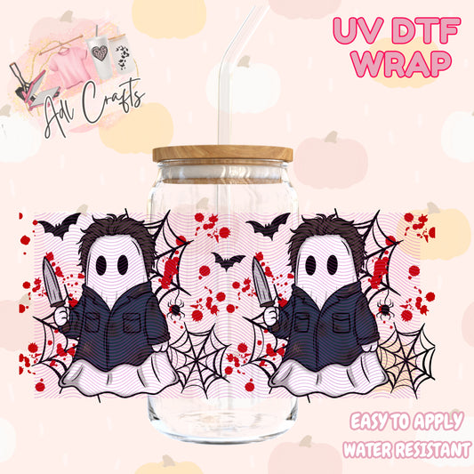 Killer guy ghost cute ghost girlHalloween Cup wrap