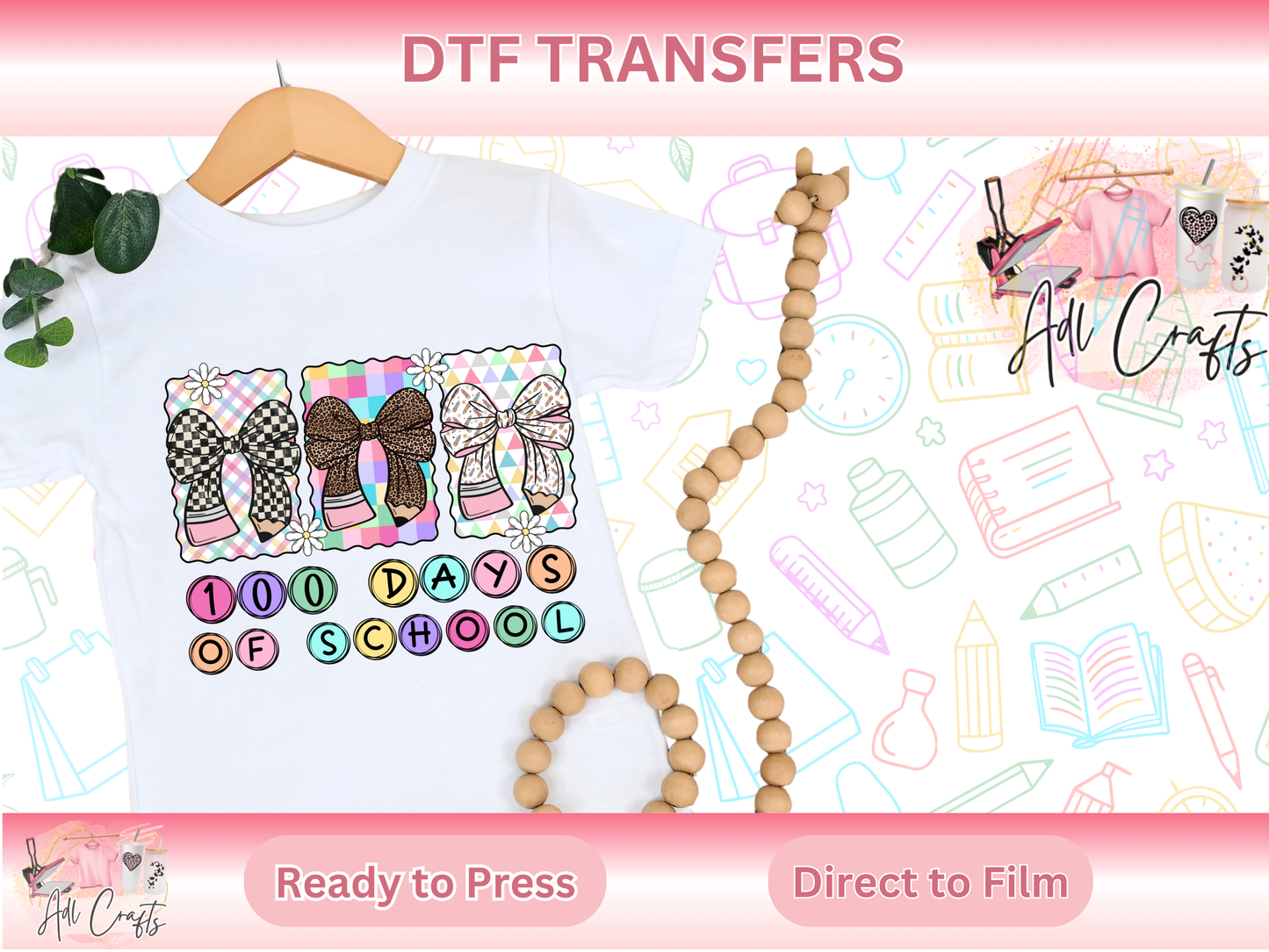 Coquette Bows 100 Days DTF Transfer