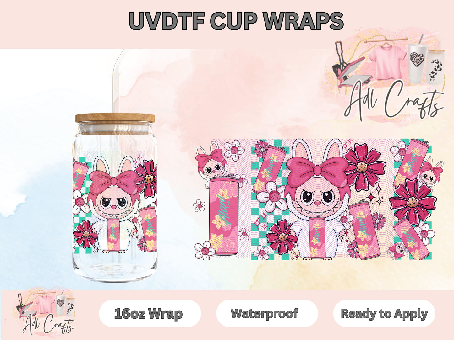 Bubu Pink energy drink UVDTF WRAPS