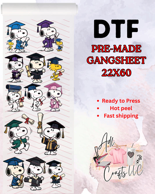 Snoopy graduation Pre-Made Gangsheet