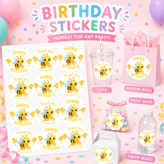 Abejita chiquitita Birthday Stickers