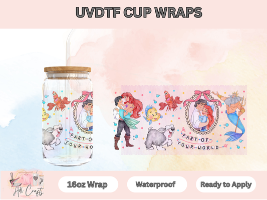 Ariel Watercolor Character Uv Dtf Wraps