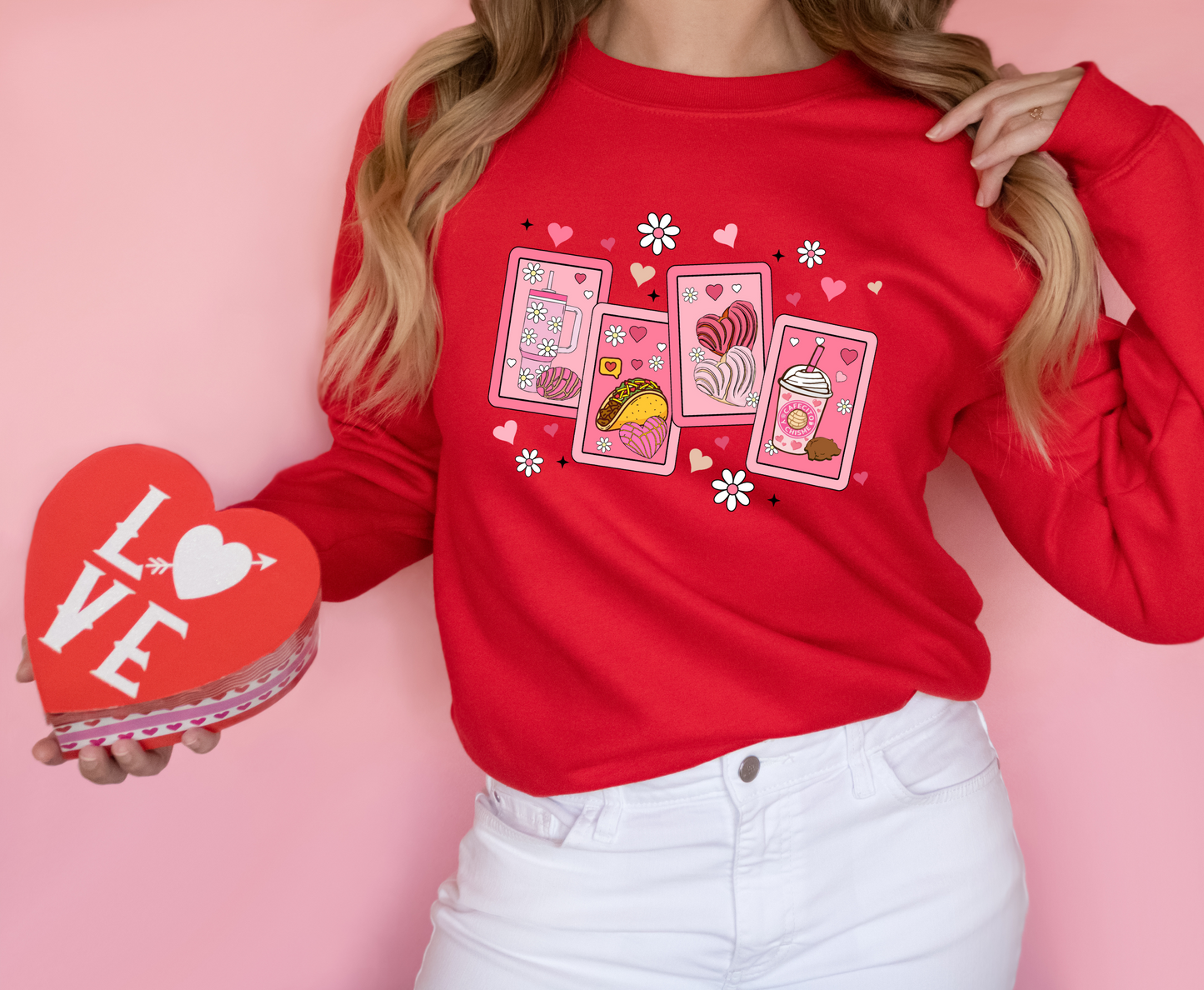 Cafecito y concha  y taco Valentines Sweatshirt