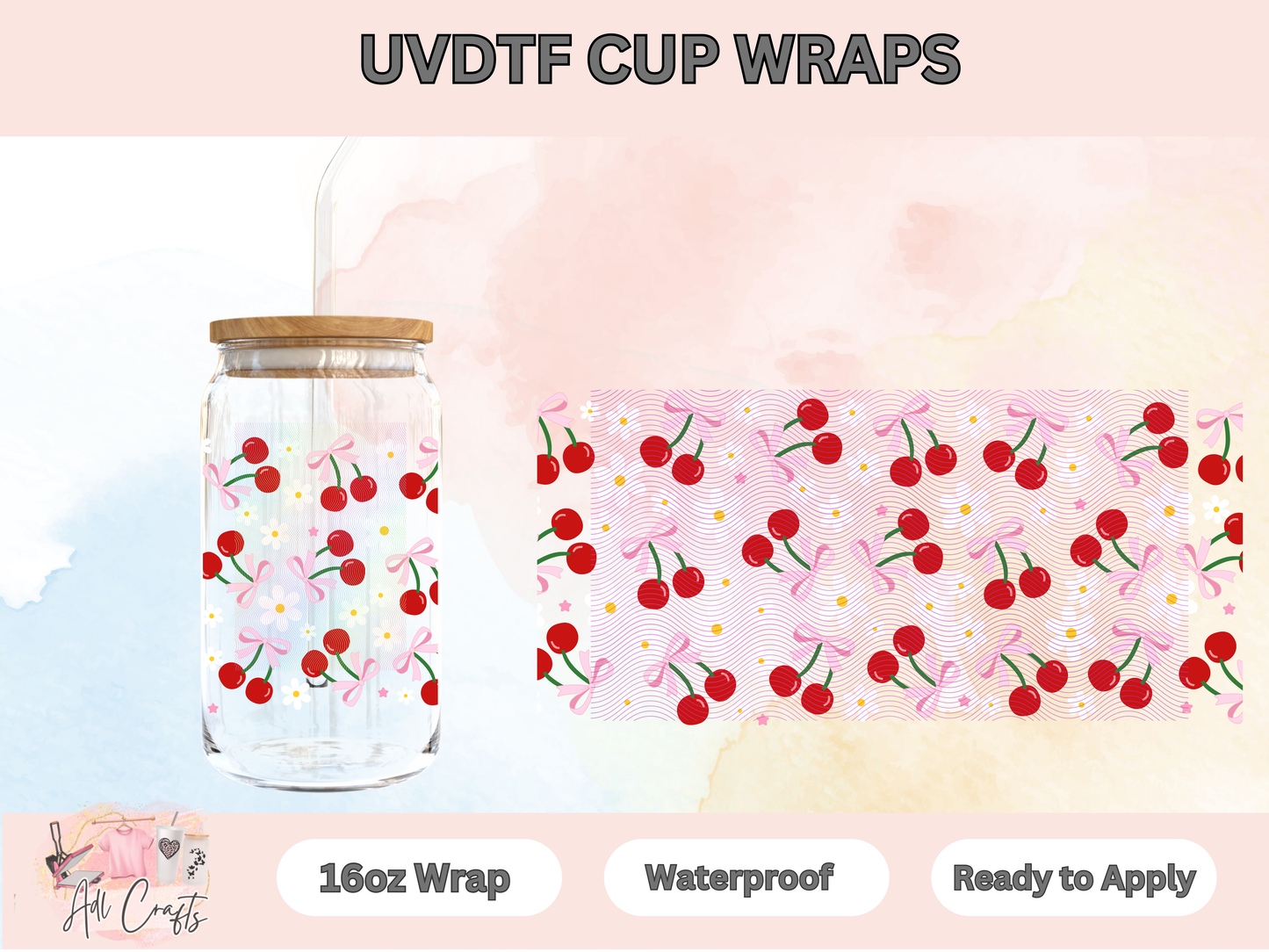 Cherries Daisy UVDTF Cup Wraps