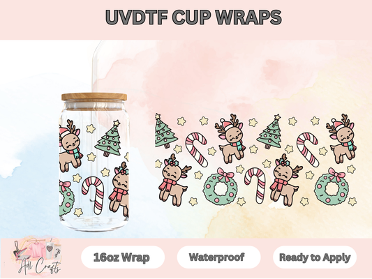 Uv Dtf Christmas raindeer trees cup wrap #42