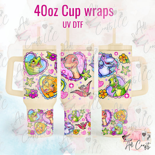 Dino hearts Ice cream UVDTF WRAPS 40 oz