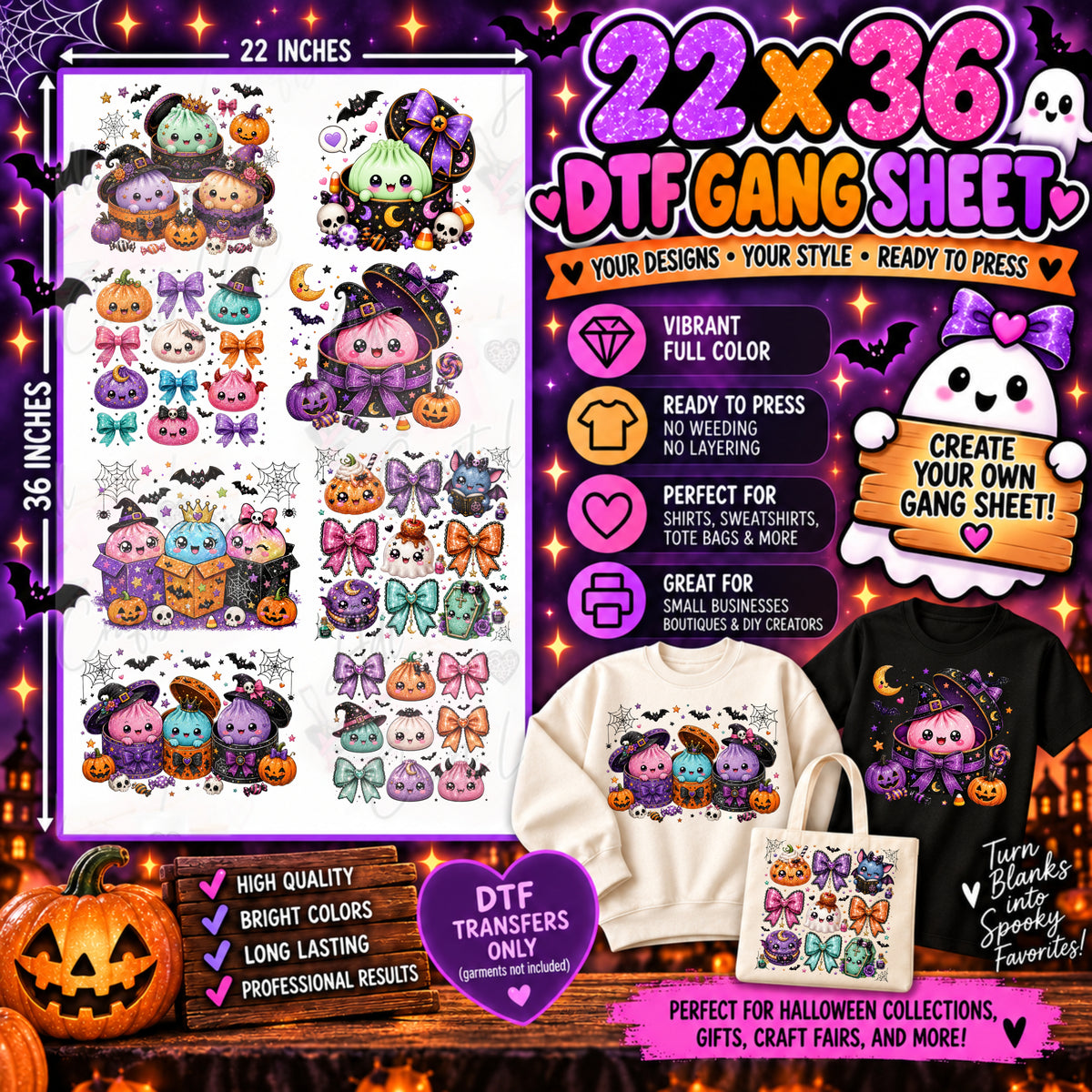 Dumpling Halloween Pre-Made Gangsheet